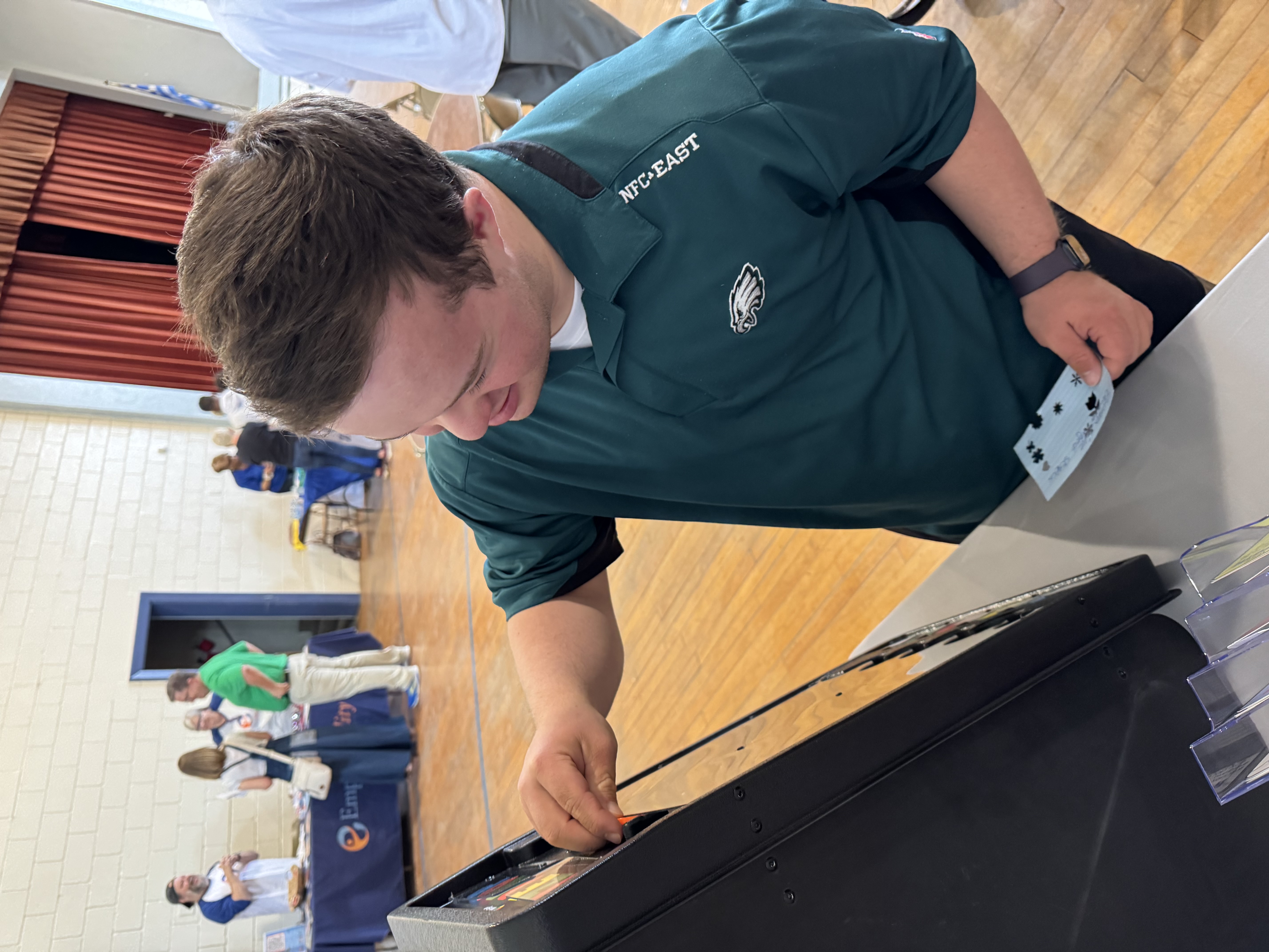 student interacts with a game
