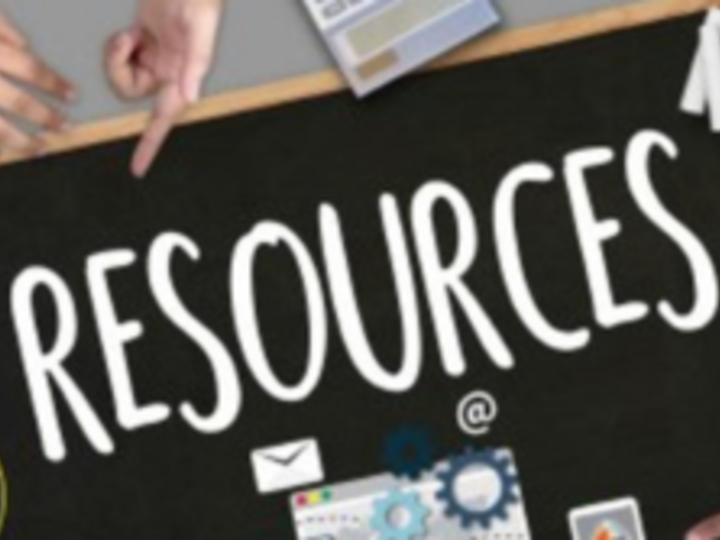 Stylized printed word "resources"