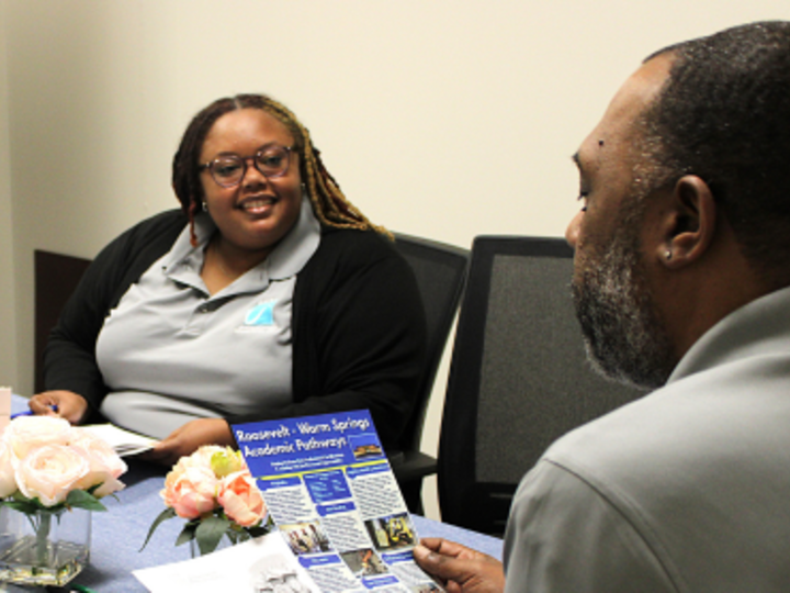 Two GVRA Counselors who are talking to one another. 