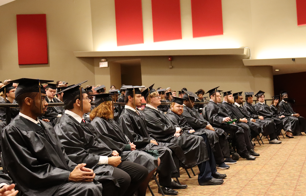 Students sitting at a graduation ceremony
