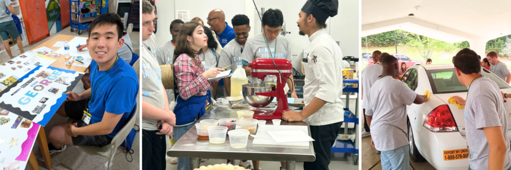  A collage of photos of Summer GROW activities which includes creating vision boards, cooking classes and car wash. 