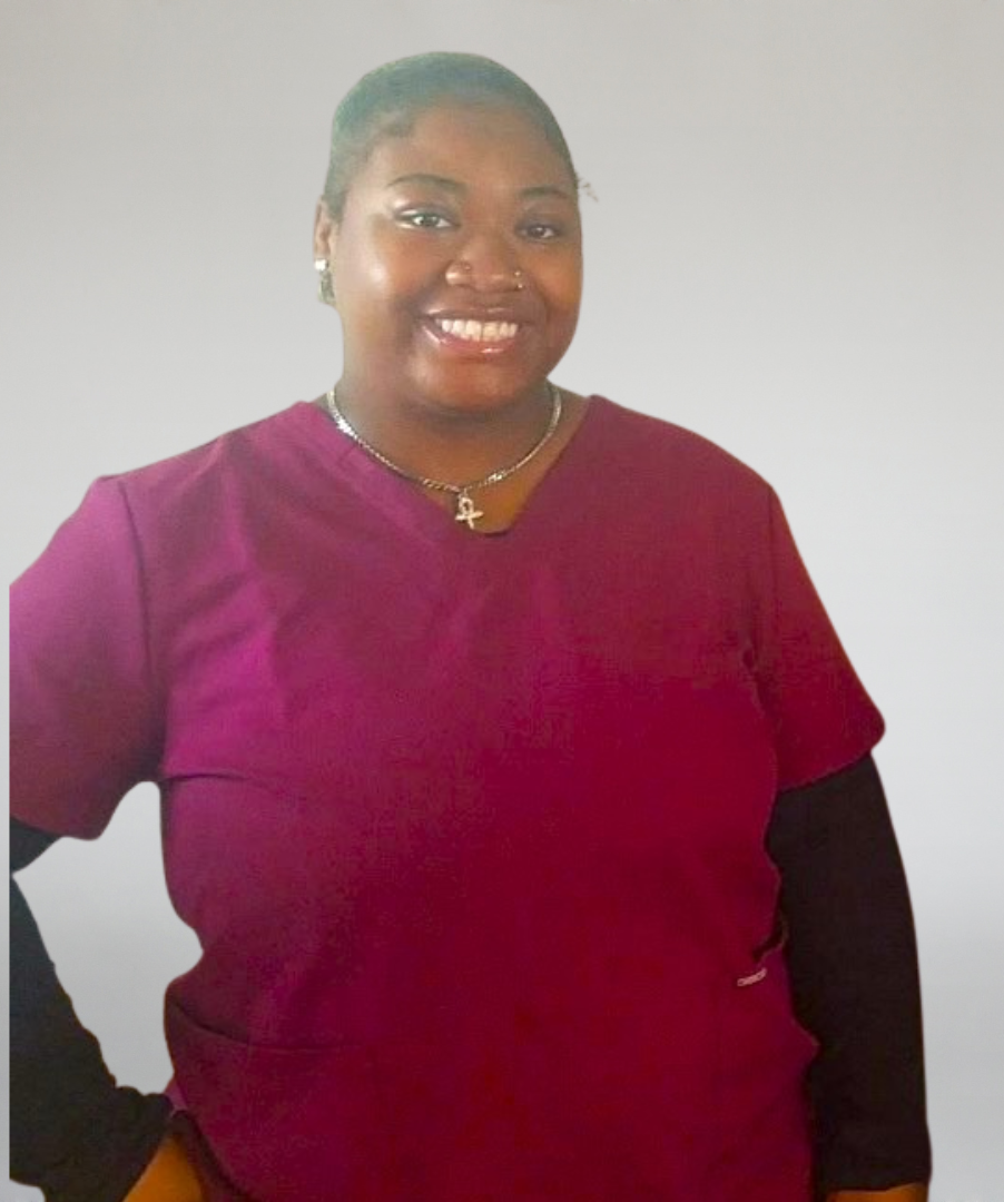 A headshot photo of nursing students in scrubs.