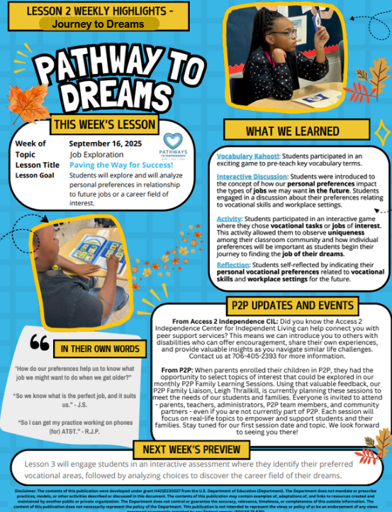 Graphic of Pathways to dreams newsletter