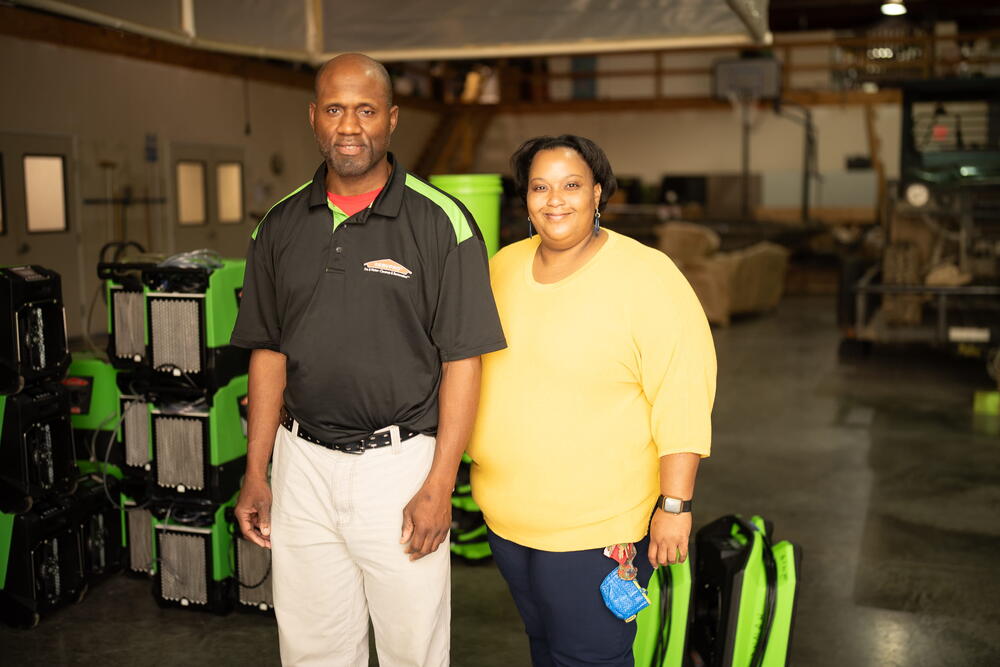The man wearing the black shirt is Kenneth at Servepro along with EmployAbility Job Coach Alina. 