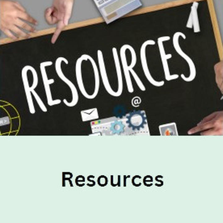 Link to Resources with an image of a blackboard with Resources written in chalk. Press enter to activate.