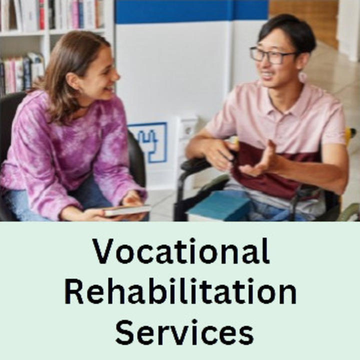 Link to Vocational Rehabilitation Services depicting a man and a woman having a conversation. Press enter to activate.