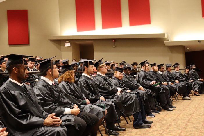 Students sitting at a graduation ceremony