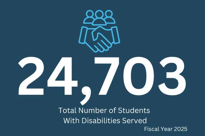 A blue and white graphic. 