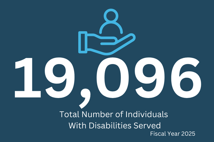 A blue and white graphic. 